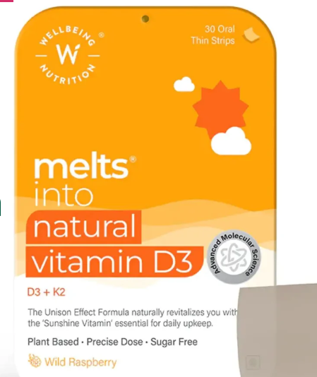 Wellbeing Melts Into Natural Vit D3 30 Strips